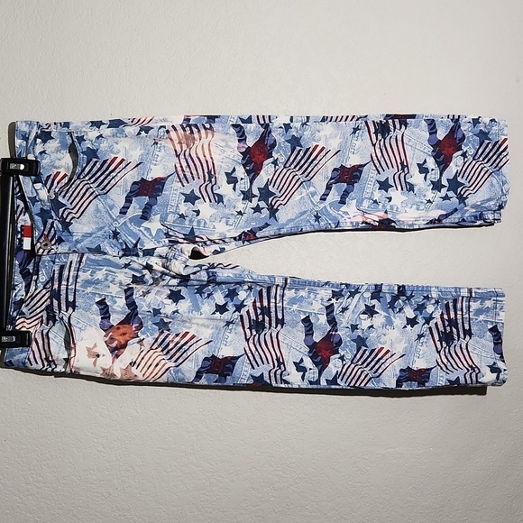 Tommy Hilfiger Jeans Womens Size 9 July 4th Pants Flags Stars Vintage - Picture 1 of 8